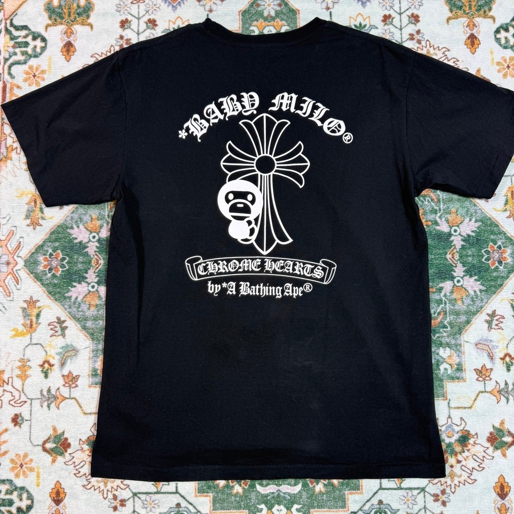 BAPE x Chrome Hearts T Shirt Black Graphic Print Men's‎ Size Large
